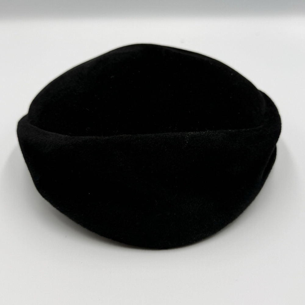 Vintage Betty Jane Originals Black Velour Hat Made in Italy Opera Velour 50s 60s